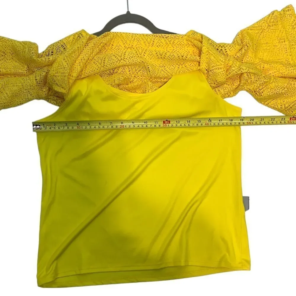 Ruby Rd Yellow Crochet Overlay Top - Picture 8 of 8